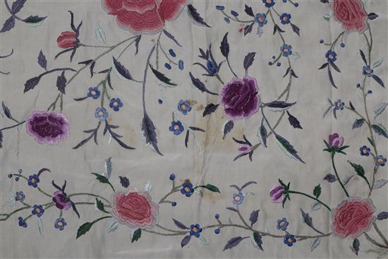 A Chinese embroidered silk shawl